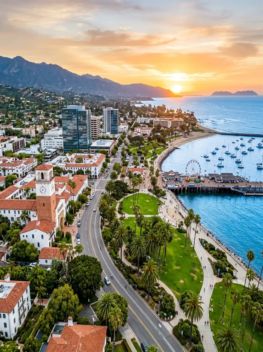 california waterfront city sunrise