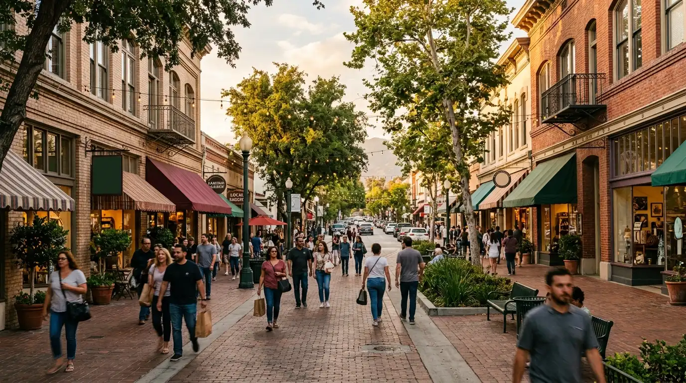 Historic downtown district in California