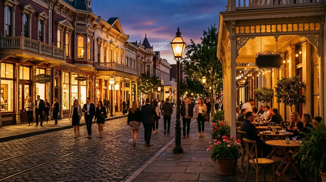 Historic shopping district in California
